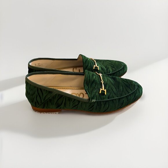 Sam Edelman Green Faux Suede Loraine Slip On Loafers Sz 7 Office Business - Picture 1 of 6